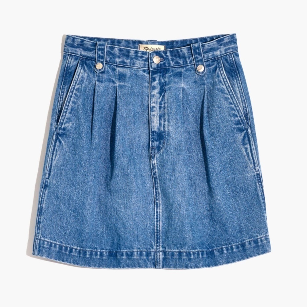 NWT Madewell Denim Pleated Mini Skirt in Upton Wash size 32